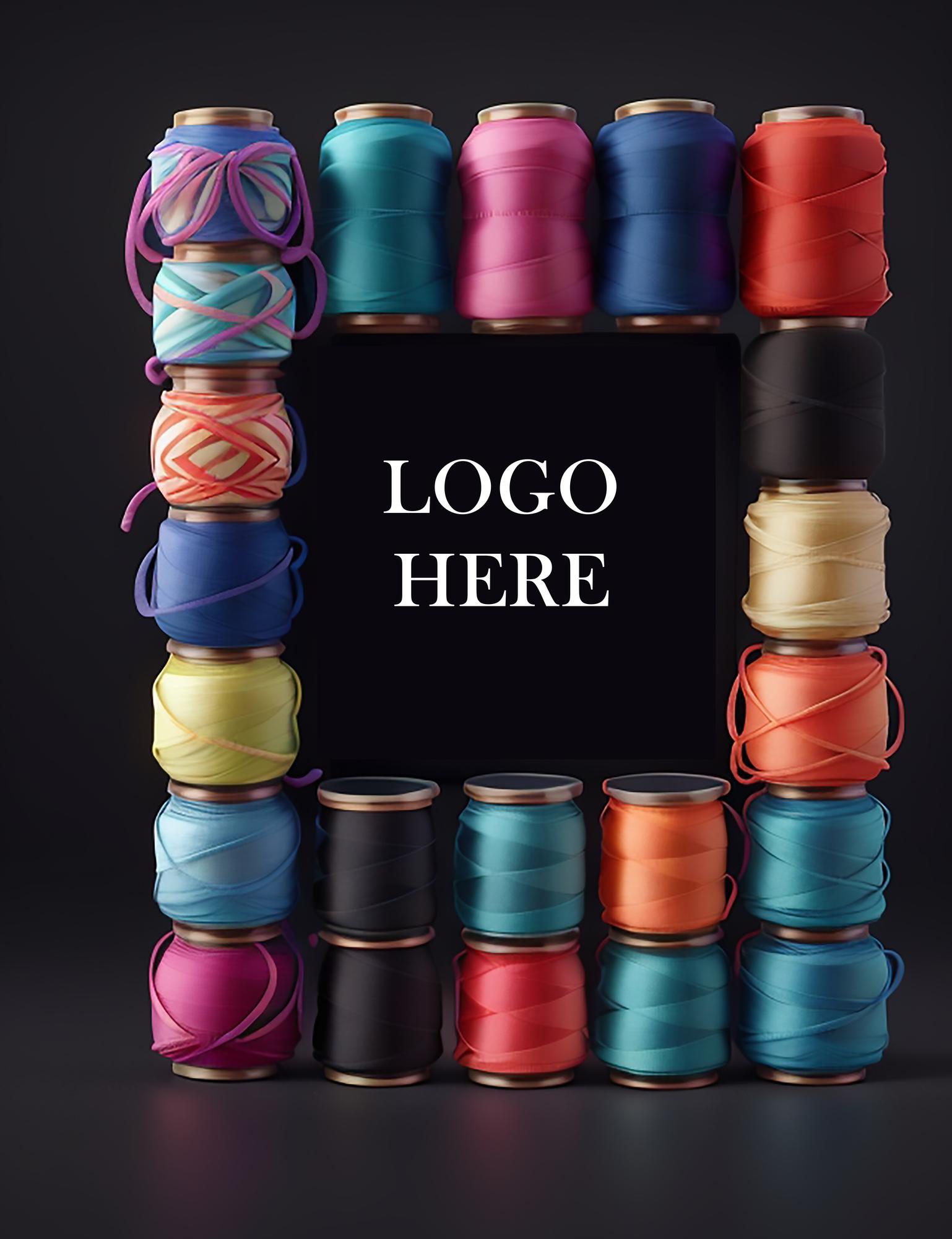 flatlay of stitched patches and thread spools